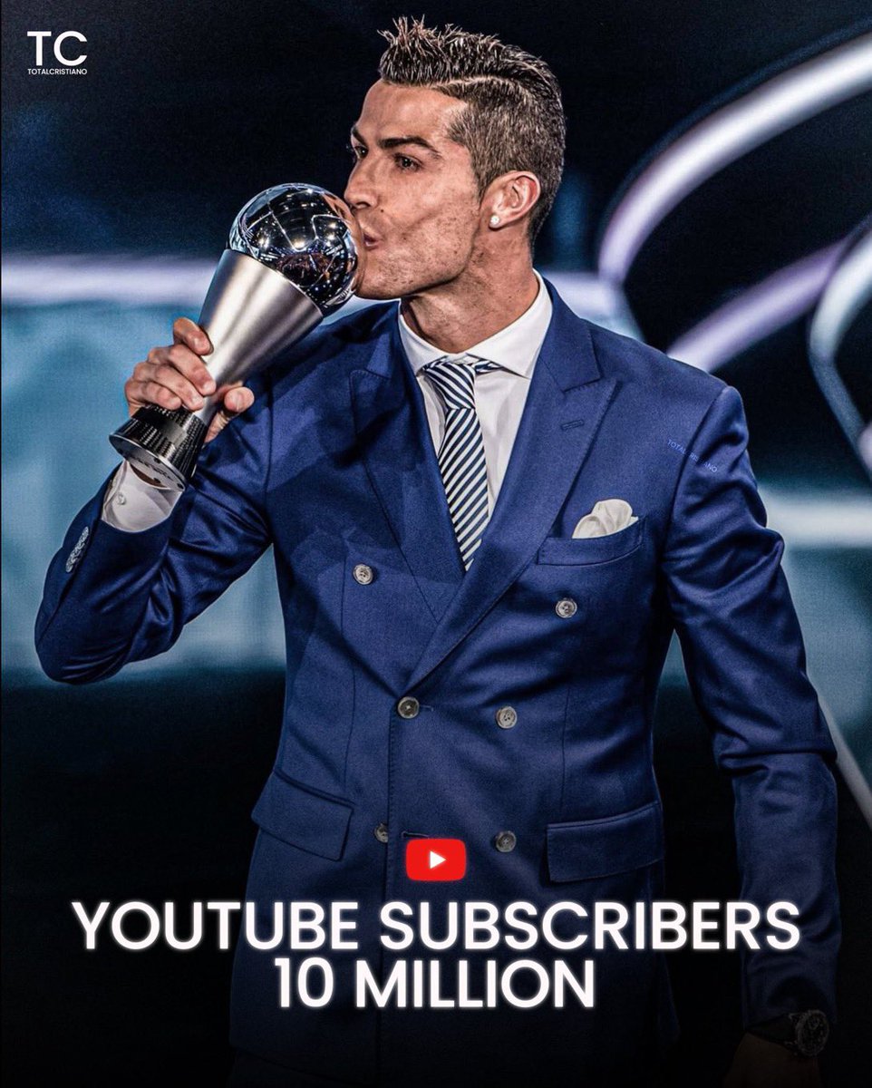 GraphDimensions's tweet photo. Cristiano Ronaldo. 12 hours as a YouTuber, 10,000,000 subscribers. 🐐 https://t.co/laBMM8GDjk