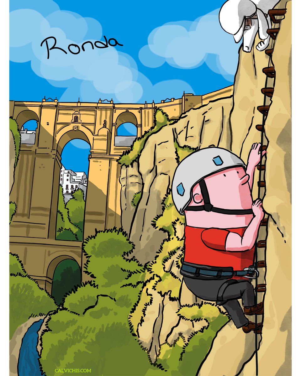 Hoy nuestro Calvichi viajero ha llegado de vacaciones veraniegas a Ronda🗺️ un destino precioso, lleno de rincones que conocer. 

Él, junto a #thepilotdog se han venido arriba (nunca mejor dicho) , y andan haciendo tarde de escalada 🧗 
 
#calvichi #viajero #ronda #málaga