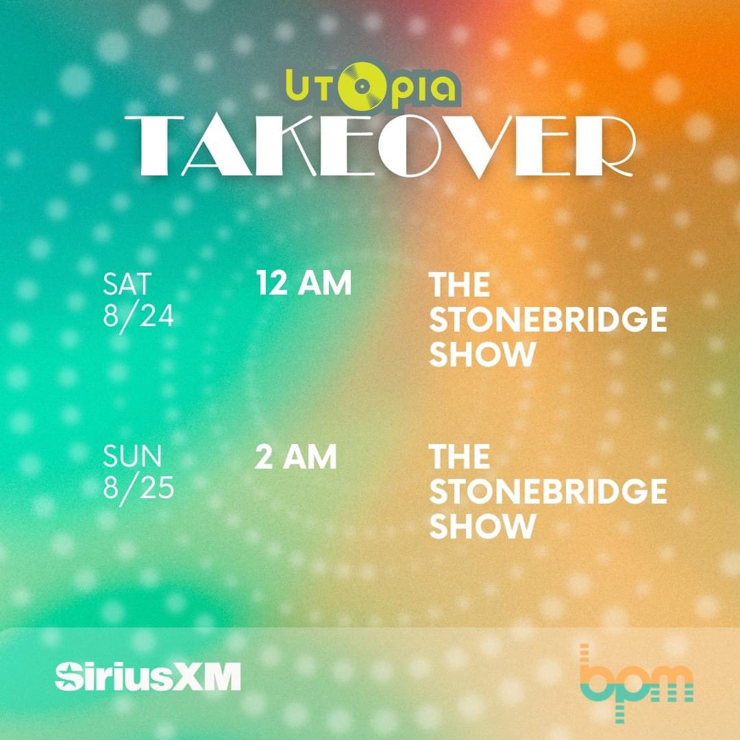 We’re taking over the <a href="/SiriusXMElectro/">sxmElectro</a> airwaves THIS WEEKEND &amp; bringing you back to the golden age of dance! <a href="/reallucasprata/">LUCAS PRATA</a> is kicking us off FRIDAY at 5pm ET with a new #DecadesOfDance Countdown. It’s the Utopia Takeover of BPM - All weekend long on Channel 52! 🫶🪩