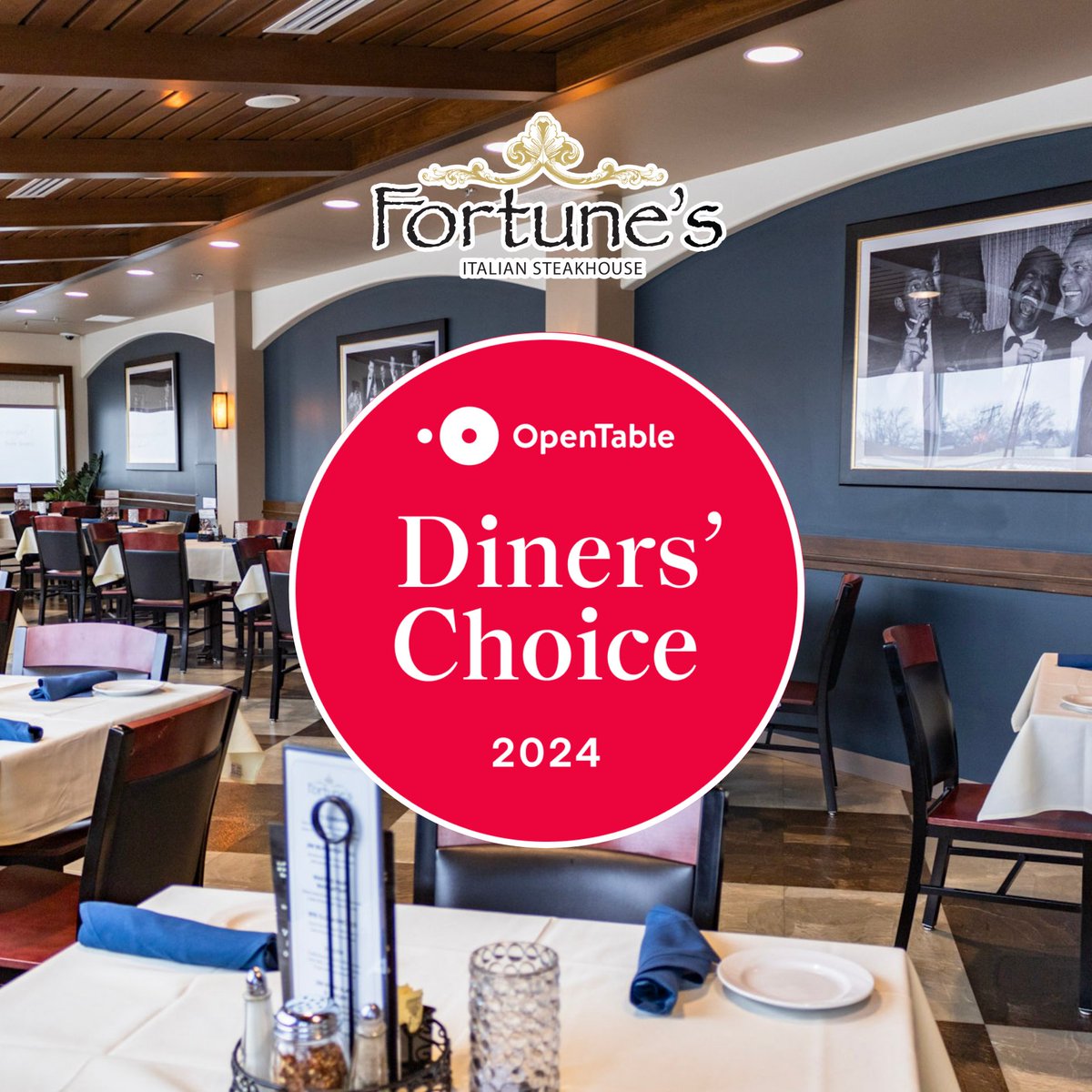 BataviaDowns's tweet photo. Fortune's Italian Steakhouse has been named an @OpenTable  #DinersChoice winner! 🎉

A heartfelt thank you to everyone who has dined with us, shared their experiences, and left such wonderful reviews. Your support means everything to us, and we couldn’t have achieved this without you! ❤️🥂