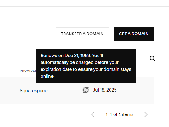 TastyPlacement's tweet photo. More trouble with @squarespace today, expiring domains with dates in the future and absurd renewal dates: https://t.co/zjrM6WQgap