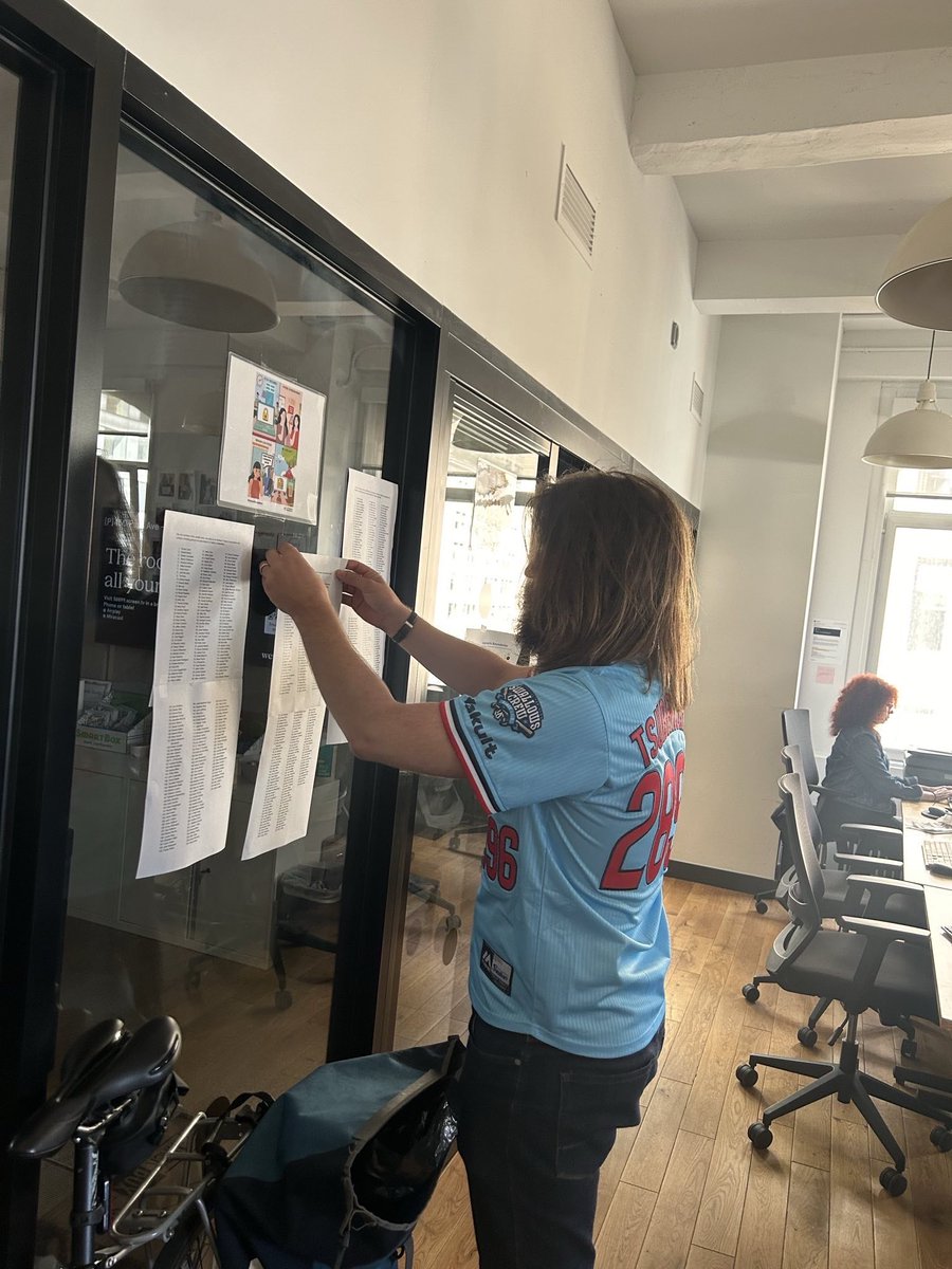 law360union's tweet photo. THE VERDICT IS IN: We hung our strike pledge throughout the office yesterday to make sure @law360 and @LexisNexis can’t ignore our intention to walk out on a ULP strike in September unless we can reach a fair contract. https://t.co/9P8L2ymr6t