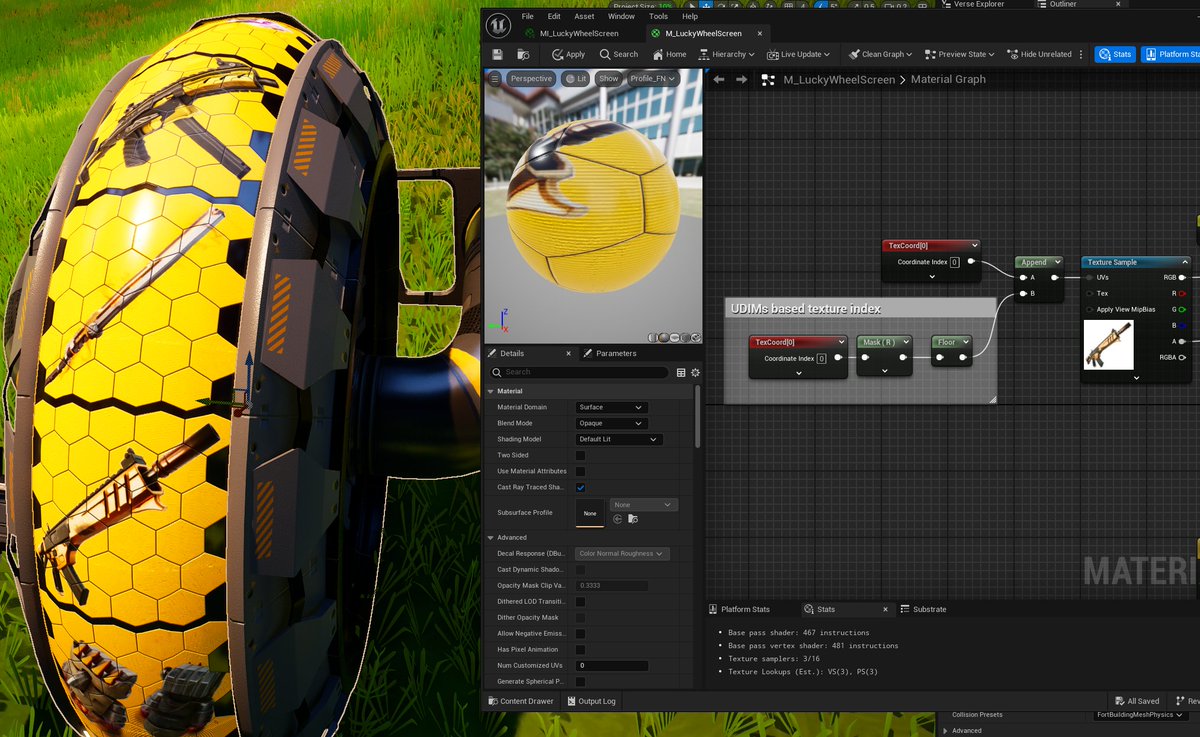 AsicsoN_UEFN's tweet image. Here is an easy way to use UDIMs to get different image from texture array! U and V required as for each texture and 3rd axis W is working as index to get required texture from texture array.
Pretty soon full video tutorial will be released!
#UEFN #uefntips #uefntutorial