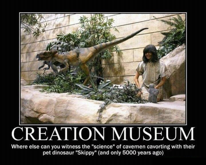 christnsanity's tweet photo. Their "science," which is based on Biblical text that never mention dinosaurs but is  never-the-less (catering to kids) filled with hundreds of dinosaur figures. https://t.co/EEYBOxdMWg