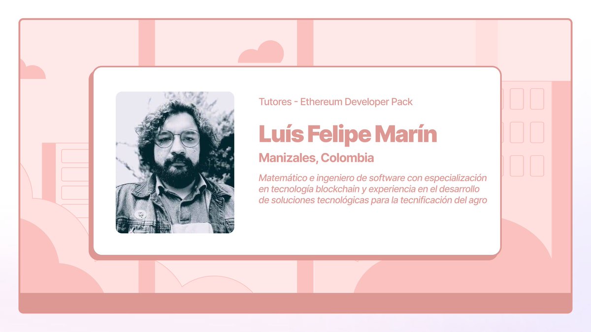 ¡Le damos la bienvenida a  <a href="/felipemarinWeb3/">luis felipe marin giraldo</a> como instructor de nuestro curso presencial y gratuito de Solidity en Manizales! 🇨🇴  

✨ Ethereum Developer Pack ✨

¡Últimos cupos disponibles! ⌛