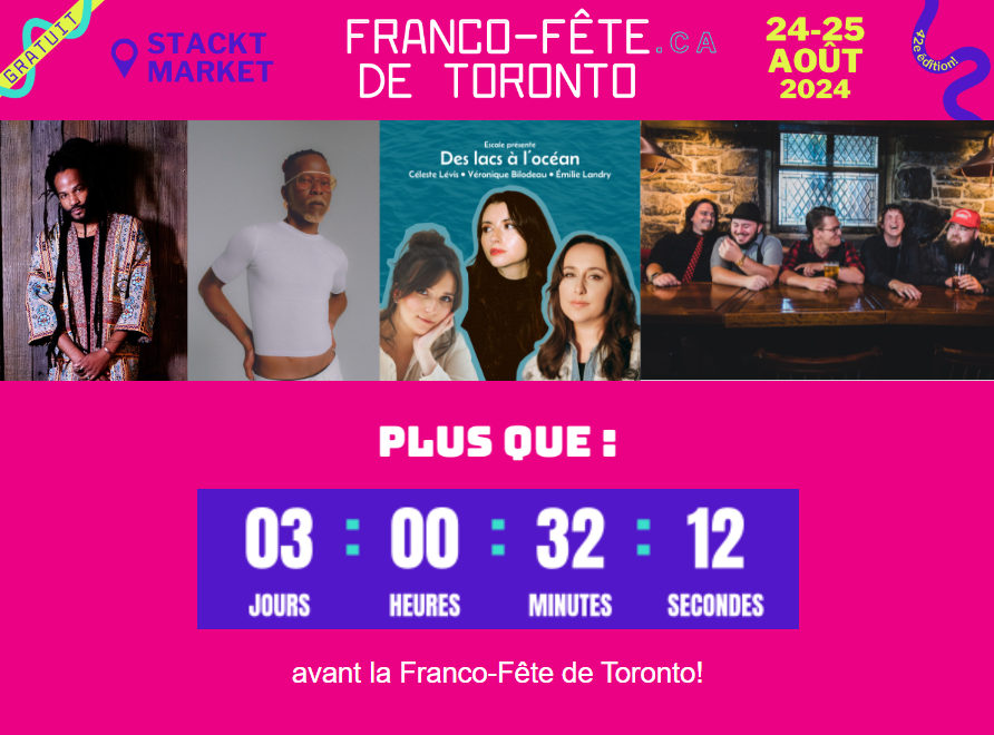 🎉 La Franco-Fête de Toronto approche ! 🎉Les 24 et 25 août, venez célébrer la francophonie internationale et la diversité culturelle au cœur de Toronto ! 🇨🇦🎶  shorturl.at/syp7H