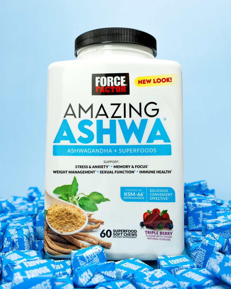 ForceFactor's tweet photo. Enjoy the goodness of ashwagandha in a tasty and convenient soft chew. They’re bursting with sweet and delicious flavor you’re sure to love! There’s a reason we’re the #1 Soft Chews Brand! Find them @Walmart 

#forcefactor #unleashyourpotential https://t.co/8whH2vDN0h