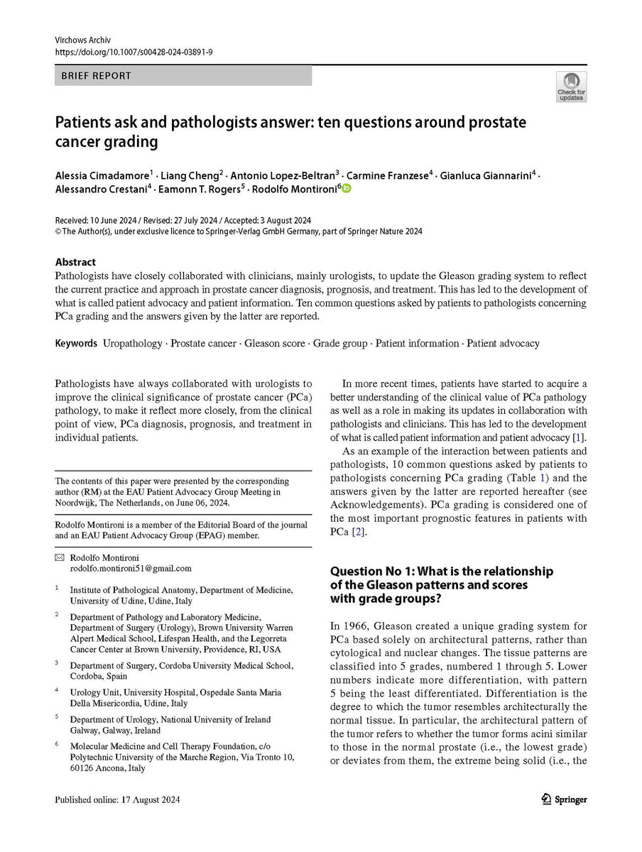 Liang Cheng, MD (@liangchengmd) on Twitter photo Are you looking for answers to the 10 most common questions about prostate cancer grading? ย
- Check out the latest article published in Virchows Archivย <a href="/ESP_Pathology/">European Society of Pathology (ESP)</a>. This must-read paper is essential for all pathologists, urologists, and oncologists in training. Kudos to Are you looking for answers to the 10 most common questions about prostate cancer grading? ย
- Check out the latest article published in Virchows Archivย <a href="/ESP_Pathology/">European Society of Pathology (ESP)</a>. This must-read paper is essential for all pathologists, urologists, and oncologists in training. Kudos to