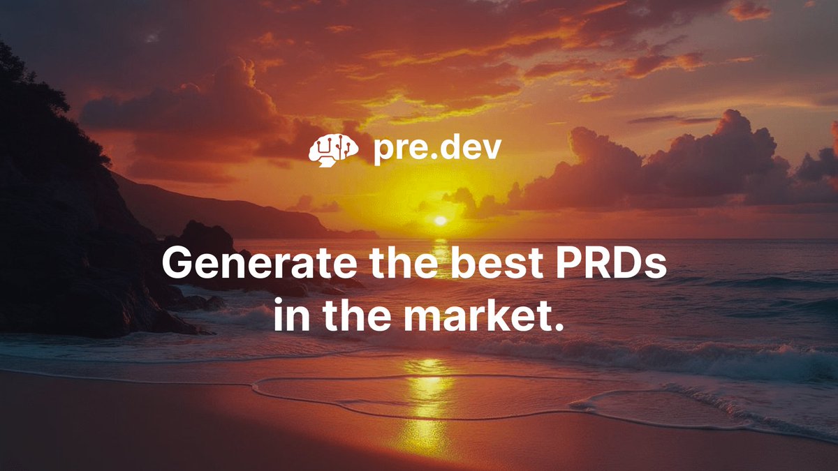 predotdev's tweet photo. Generate the best PRDs in the market. ✨

Start today for free at https://t.co/WOb8bGPoQU. 💫

#ai #predev #founder #startups https://t.co/LEEc5PbofS