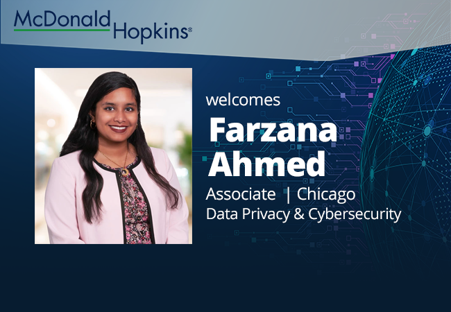 McDonaldHopkins's tweet photo. We'd like to give a warm welcome to Farzana, the newest addition to our #MHDataPrivacy team! #DestinationFirm

https://t.co/igJvAY1jao https://t.co/S8XPiw3FCs