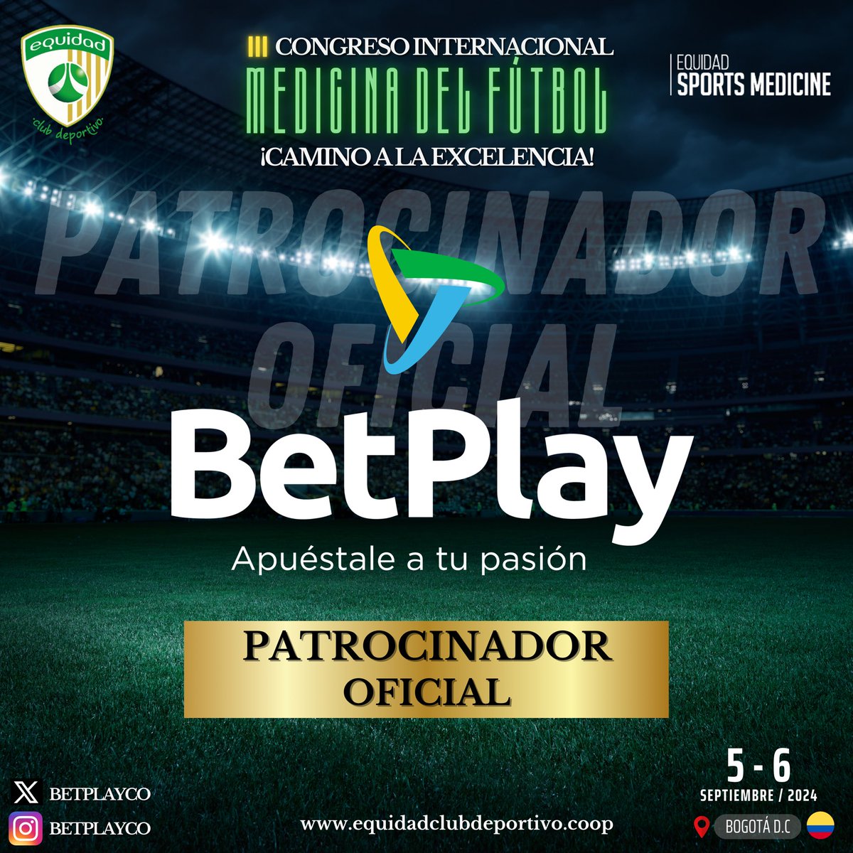 InterBogOficial's tweet photo. ¡Contamos con un patrocinador oficial muy importante que se suma a nuestro III Congreso Internacional de Medicina del Fútbol! 🩺⚽️

¡Gracias por el apoyo, @betplayco! 🇨🇴

¡Nos vemos pronto! 🙌😉

¡Inscríbete ahora! ➡️ https://t.co/dxIhIPlaO2 https://t.co/tmrnLbhKDG