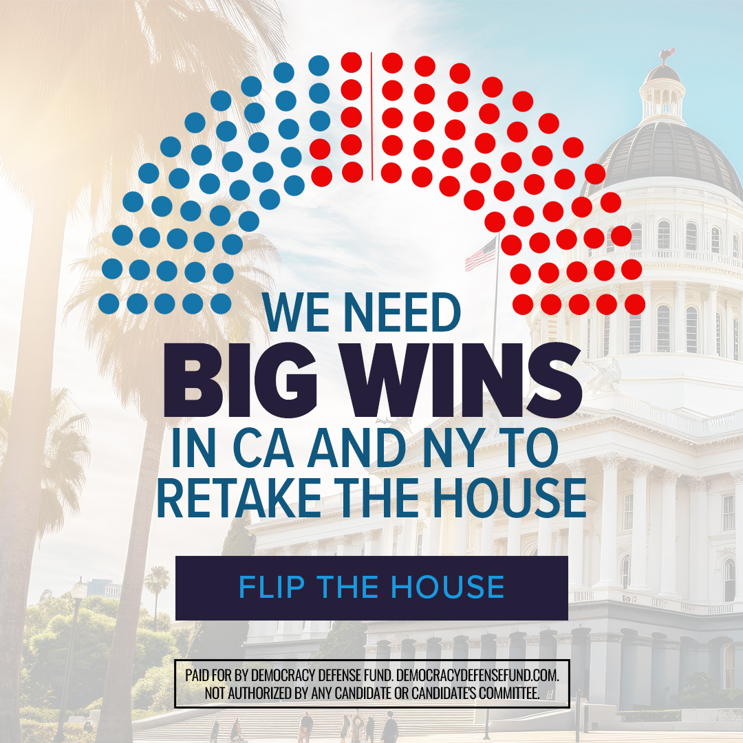 MaryLTrump's tweet photo. The fight for the House could boil down to key races in California and New York. It's not only about turning red seats blue but also ensuring our blue seats stay put for a solid majority. Would you donate $10 to help us beat GOP contenders and secure Democratic seats?