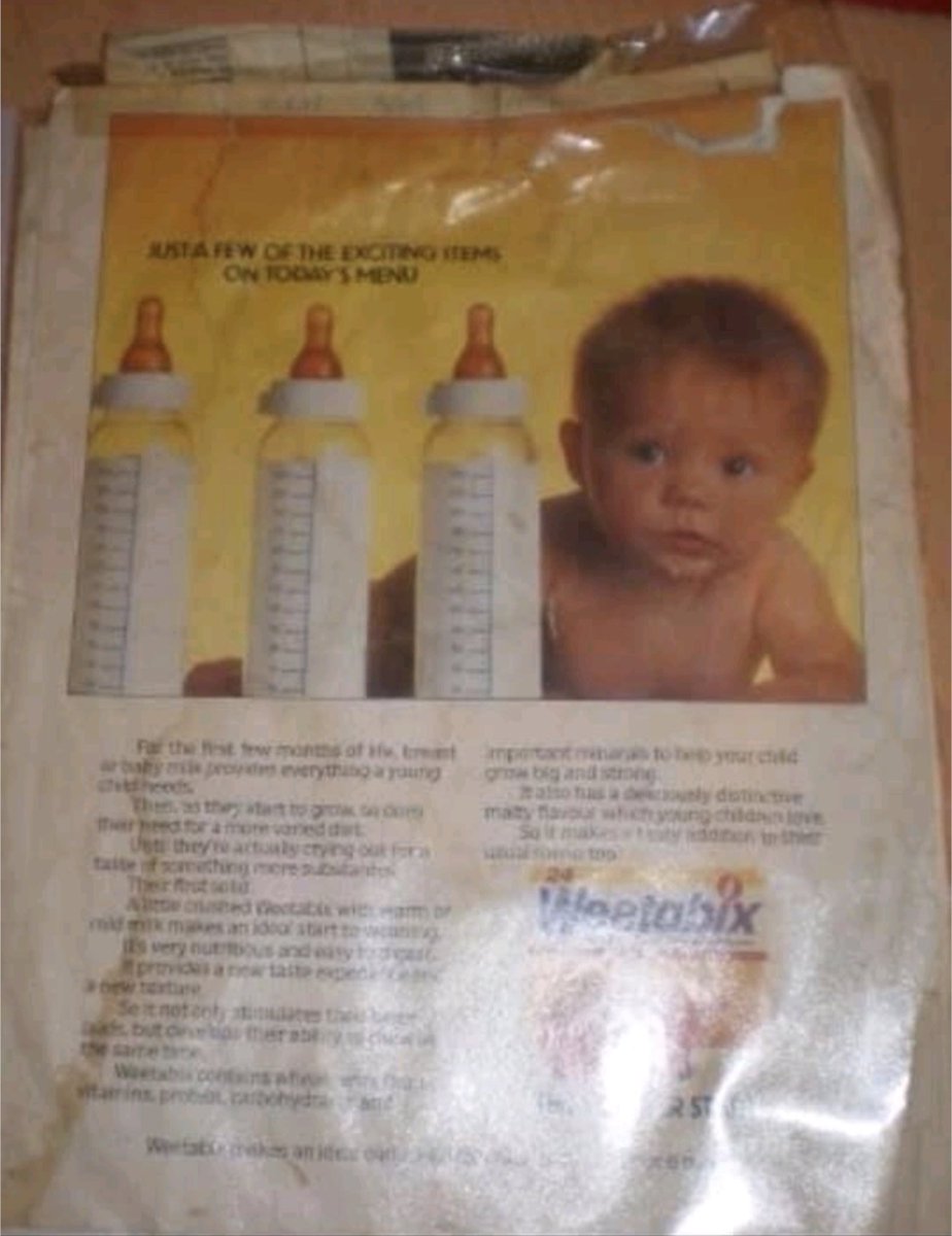 ginhead64's tweet photo. @weetabix I think you need to bring out a recipe book having seen all your tweets on what to put on top of this little bix #justsaying #weetabix @HeinzUK got the perfect cover from 40yrs ago #myson https://t.co/Ivj9SO3HcI