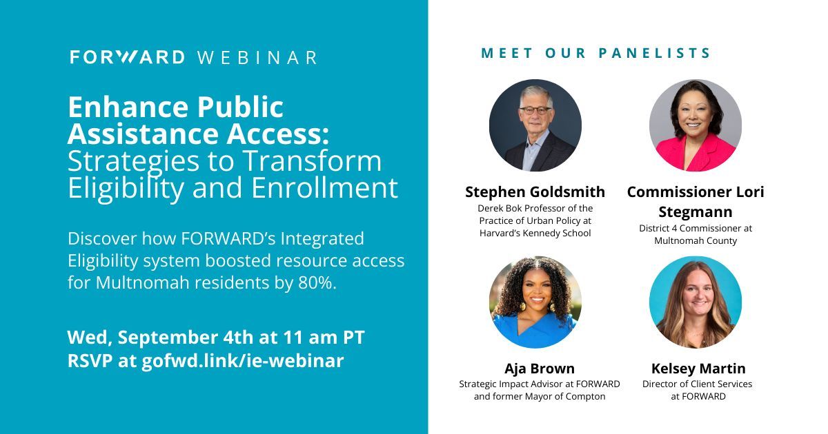 Join our webinar! Discover how Multnomah County increased resource access by 80% with FORWARD’s Integrated Eligibility system. Streamline applications for up to 20 programs!

🗓️ Sept 4, 11 am PT

RSVP now: forwardplatform.com/integrated-eli…