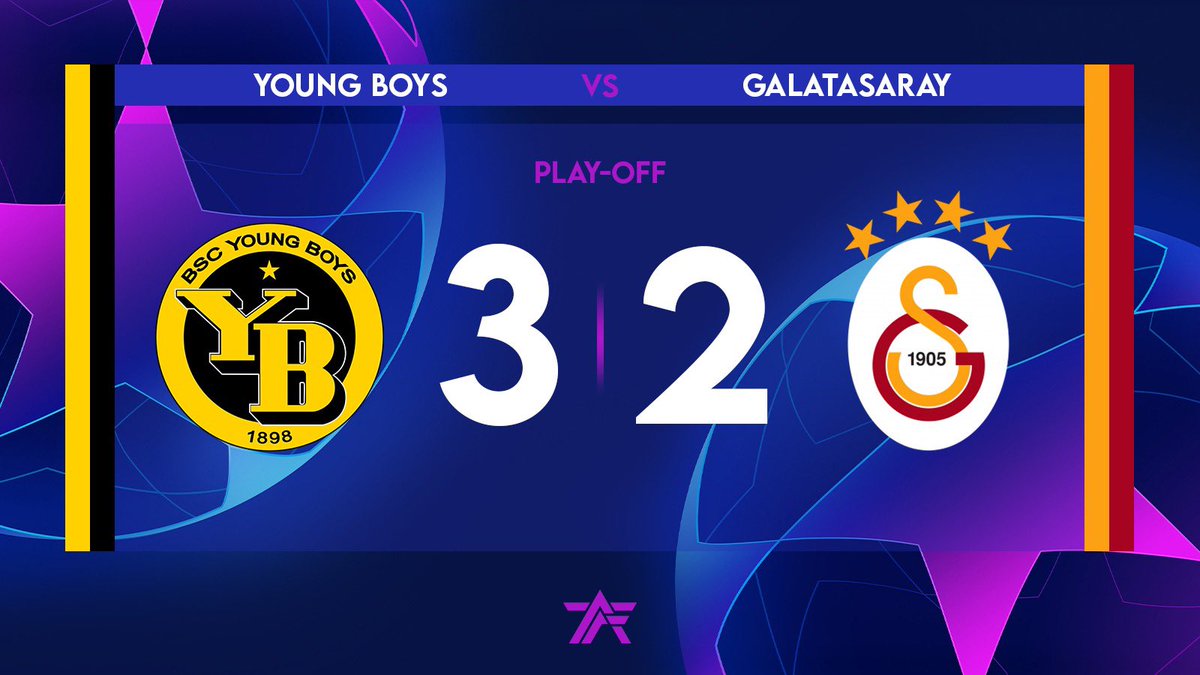 ⏱️ FIN DU MATCH !

Galatasaray s’incline face aux suisses de Young Boys pour ce match aller des Play-Offs de Champions League !

Rendez-vous le 27/08 pour le match retour au RAMS Park.

Young Boys 🇨🇭 2-3 🇹🇷 GALATASARAY