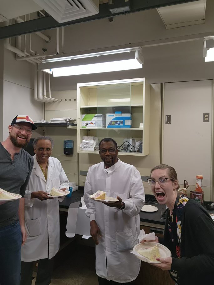 The  lab surprised me with a huge cheesecake for my birthday