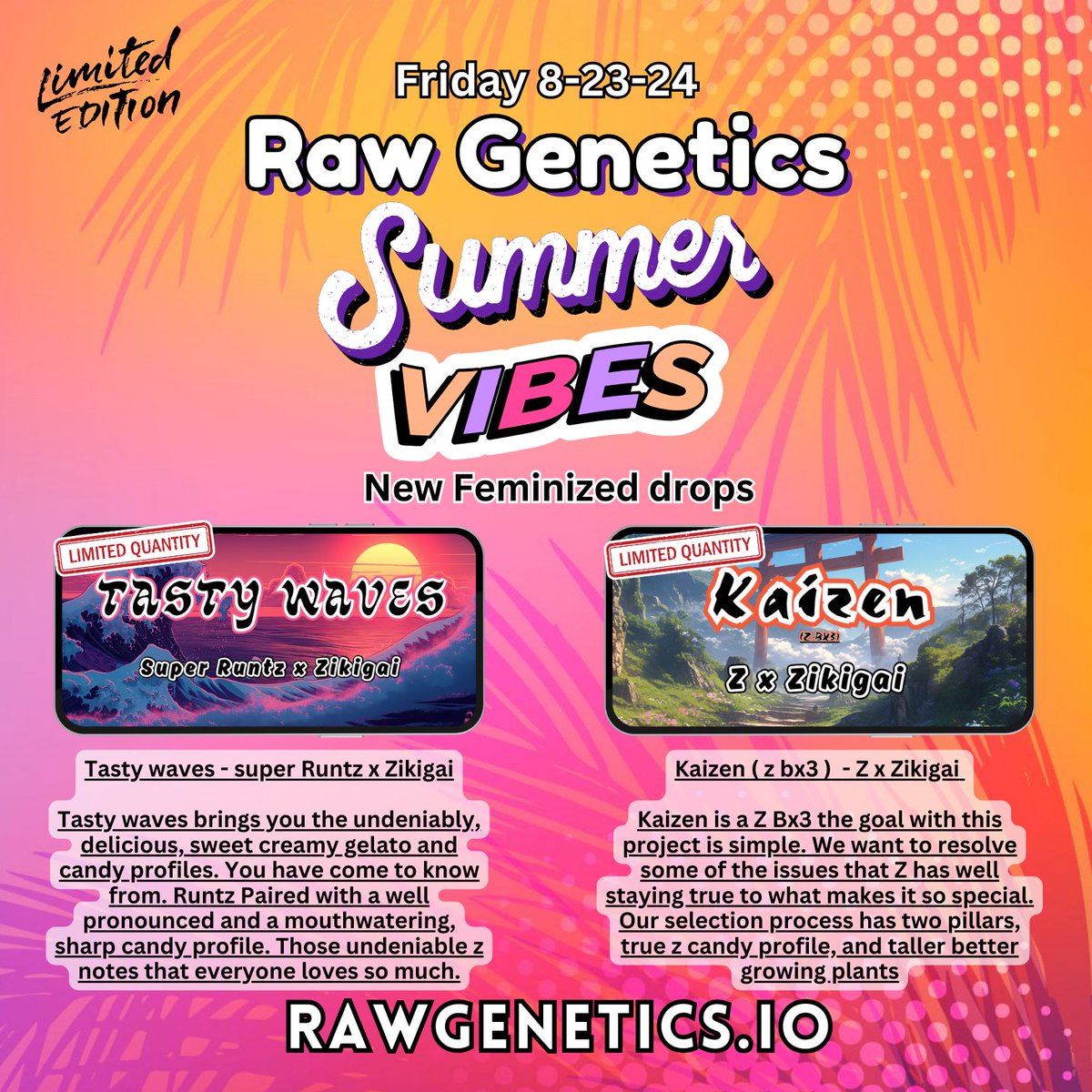 BOTANICAL RINKSページ Summer time drops are back this Friday. We are about to start