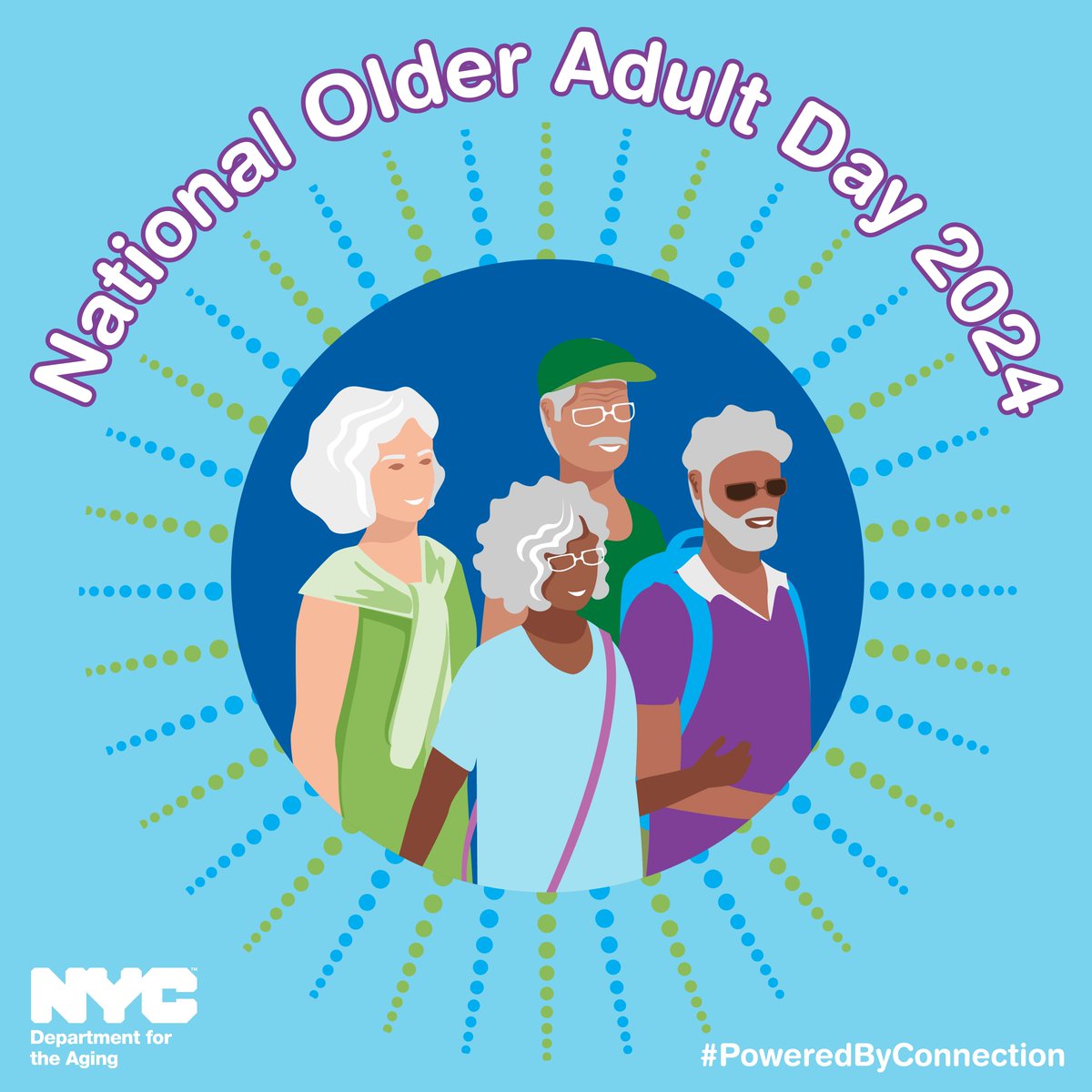 NYCAging's tweet photo. Happy Older Adult Day! @NYCAging empowers nearly 1.8M older New Yorkers to thrive. Social connections fuel healthy aging—visit one of our 300+ centers or connect with loved ones today and every day. #OlderAdultDay #PoweredbyConnection #NYCAging https://t.co/3w1RAaXGnV