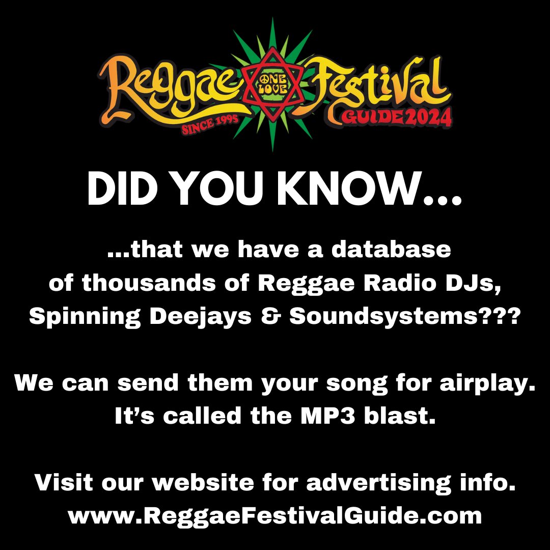 ReggaeFestGuide's tweet photo. #reggaeradio #reggaedj #soundsystem ๐๐๐
Email us for info on our #mp3 #blasts #marketing #publicity #promotions #digitalmarketing #reggaeband #reggaeartist https://t.co/ltHyV9yoSg