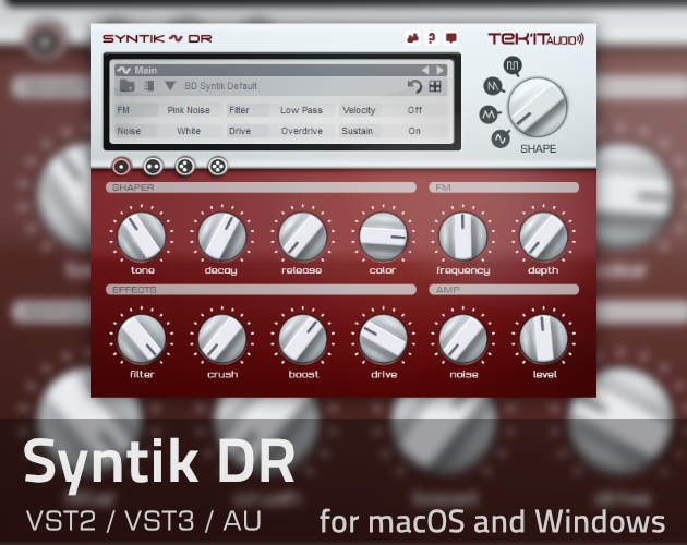TekitAudio's tweet photo. Syntik-DR a drum synthesizer plug-in for VST2, VST3 and Audio Unit is back at https://t.co/R0Lx0SKwye

#vst #audioproducer #vstplugin #synthesizer #drums #audiounit #musicproducer #musicproduction #audio https://t.co/lk41yMhsLl
