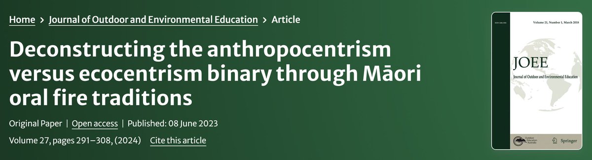 Hannah Berning et al. explore Māori cultural views on fire, challenging the anthropocentric vs. ecocentric divide. By rethinking fire, we uncover how campfires can reconnect us with the planet. link.springer.com/article/10.100…  #MāoriKnowledge 🔓