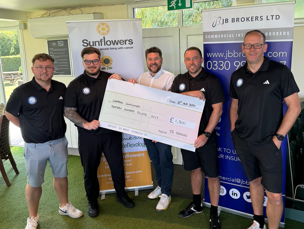 🏌️‍♂️Our first JB Brokers Golf Day was held today in support of LiverpoolSunflowers.

£1,300 was raised for the charity &amp; some good golf played, which was a bonus!

Thank you to all our clients/insurers/suppliers who made the day a success &amp; thank you for all your kind donations🤝
