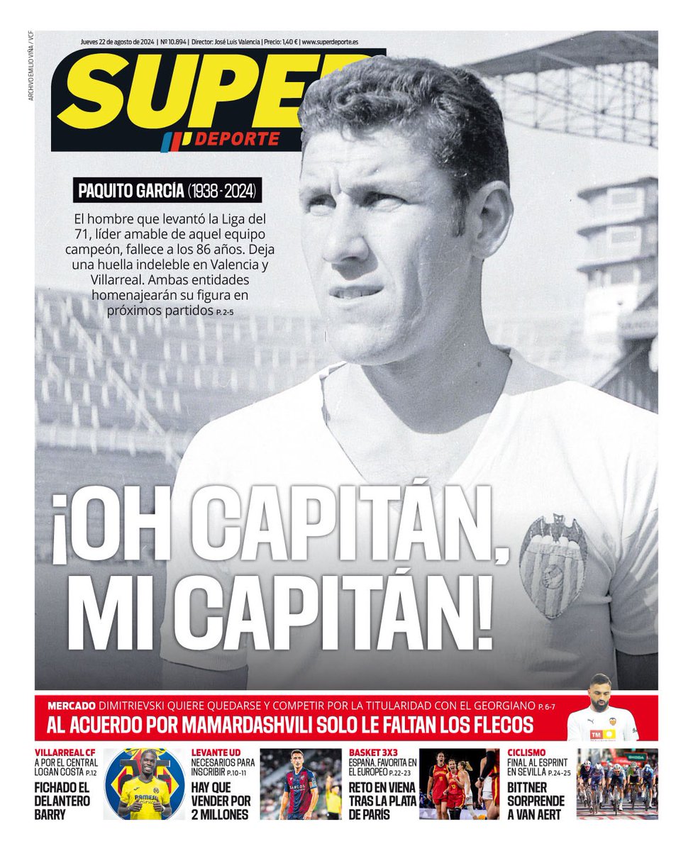 Esta es la #SUPERPortada 🗞🆕 de este jueves, 22 de agosto

'¡OH CAPITÁN, MI CAPITÁN!' 🙏🦇

#𝐋𝐚𝐂𝐚𝐬𝐚𝐃𝐞𝐥𝐃𝐞𝐩𝐨𝐫𝐭𝐞𝐕𝐚𝐥𝐞𝐧𝐜𝐢𝐚𝐧𝐨 

📍 Clica en el enlace y hazte con tu copia digital

🔗 bit.ly/3qk6aNj 🔗