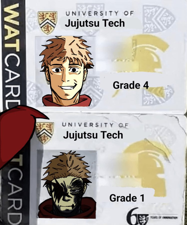 Noodledori1's tweet image. Yuji getting his grade updated after JJK ends