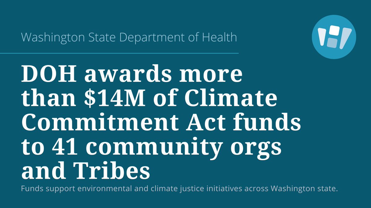 WADeptHealth's tweet photo. “Through the Climate Commitment Act, we are putting frontline communities at the heart of our climate justice initiatives,” said Lauren Jenks, Environmental Public Health assistant secretary. “By funding projects that prioritize the voices and experiences within communities, we are addressing immediate environmental and health impacts related to climate change while also building lasting relationships based on trust and mutual respect."

Read our release at https://t.co/coZLL5gKwg
