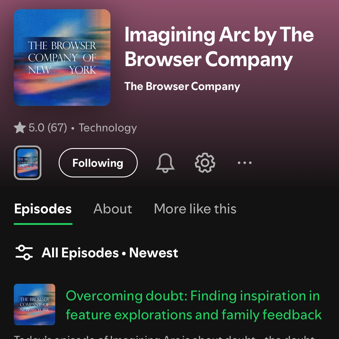 Josh Miller (@joshm) on Twitter photo we've been hard at work on Arc 2.0 <a href="/browsercompany/">The Browser Company</a>
we just published our 5th (weekly) audio diary entry about the good, bad, and ugly.
we'll continue to share more nuanced, honest takes over on the podcast platform of your choice (vs here)... we've been hard at work on Arc 2.0 <a href="/browsercompany/">The Browser Company</a>
we just published our 5th (weekly) audio diary entry about the good, bad, and ugly.
we'll continue to share more nuanced, honest takes over on the podcast platform of your choice (vs here)...