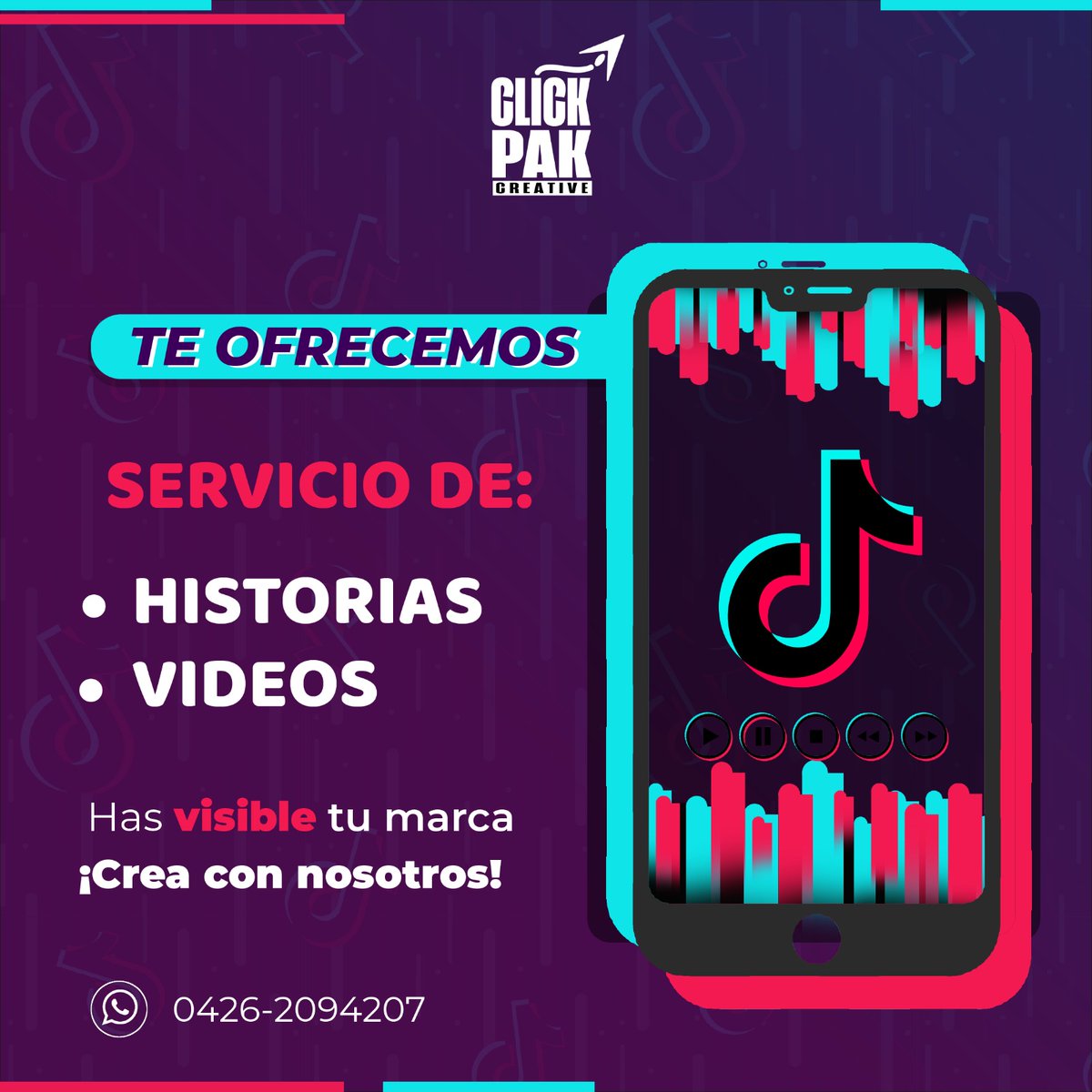 Clickpcreative's tweet photo. ✨ ¡Hey! Te invitamos a conocer nuestro contenido creativo en la cuenta Tik Tok 📲 

Disponemos de los mejores servicios para tí ✨
📲 @clickp_creative 

#21Agosto https://t.co/iqJT4R36eH