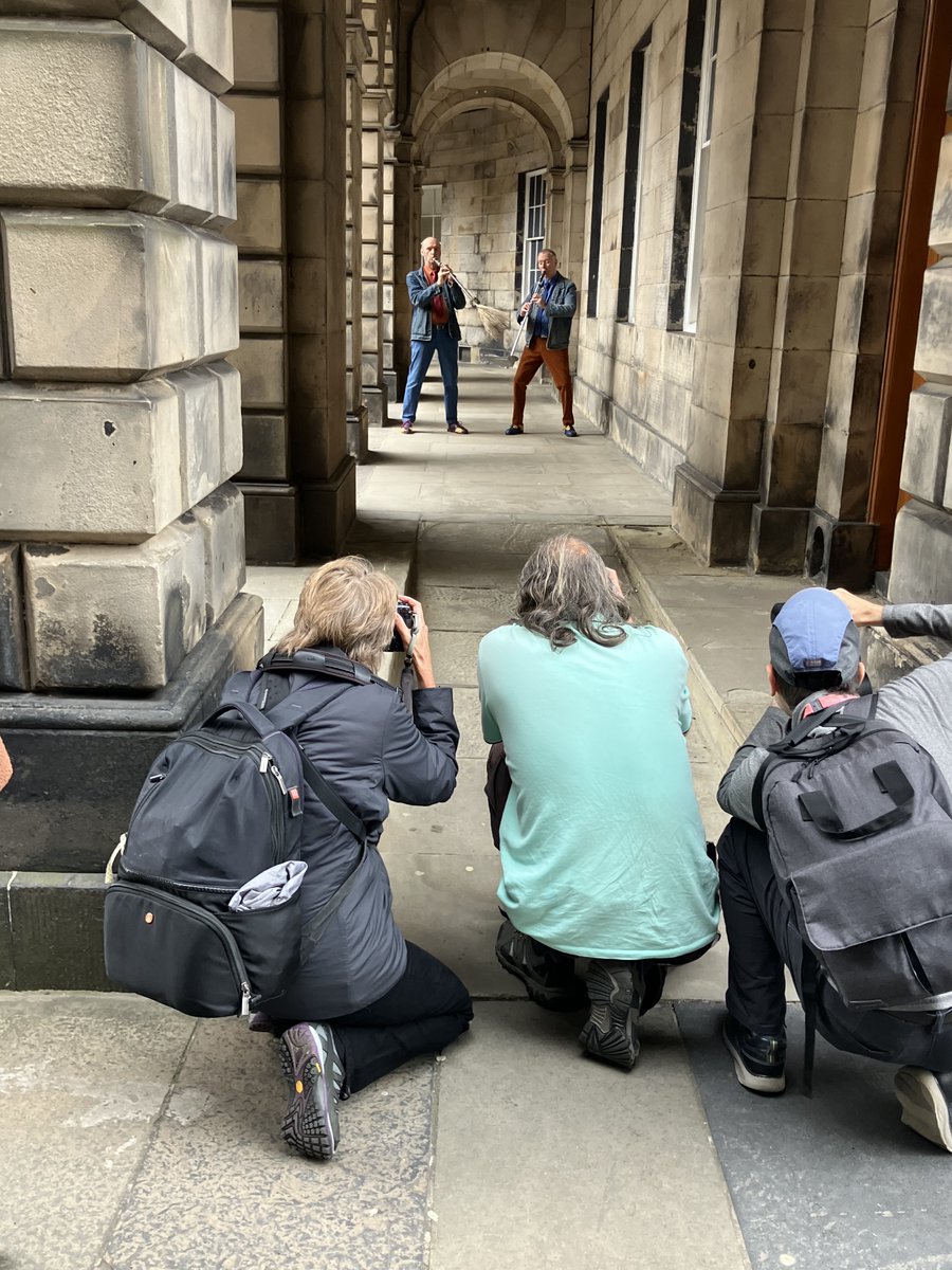 Early photo call for Zic Zazou this morning - thank goodness the rain held off! Check out their unique instruments made from household objects and their demonstration of how soundtracks affect the way we view film at the Institut Francais until 26th August. <a href="/ifecosse/">Institut français d'Ecosse</a> <a href="/edfringe/">Edinburgh Festival Fringe</a>