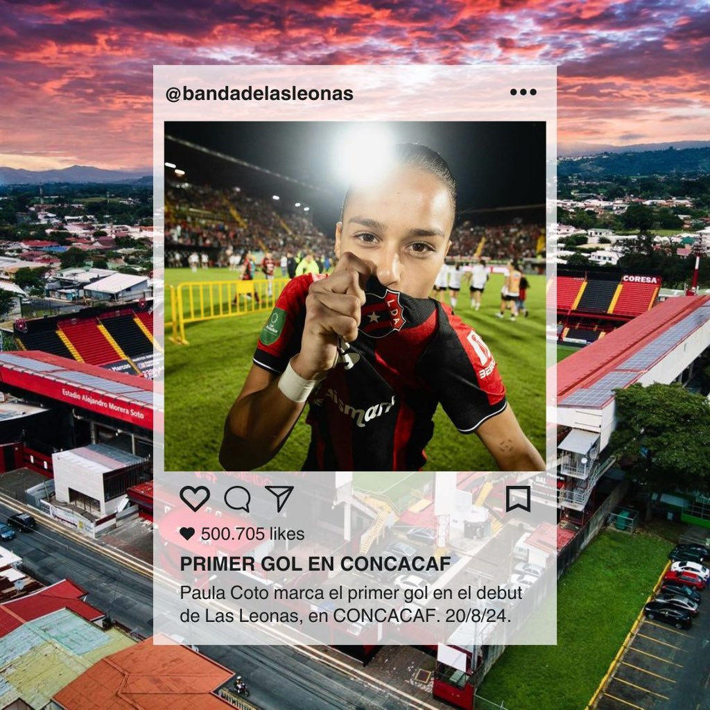 MARÍA PAULA COTO (leer en mayúscula y letras doradas por favor).

Marcó el primer gol de LDA en CONCACAF; debut soñado, su nombre para toda la vida, beso al escudo… Ni en las mejores películas 🍿🚬

¡Histórica! ❤️🖤
