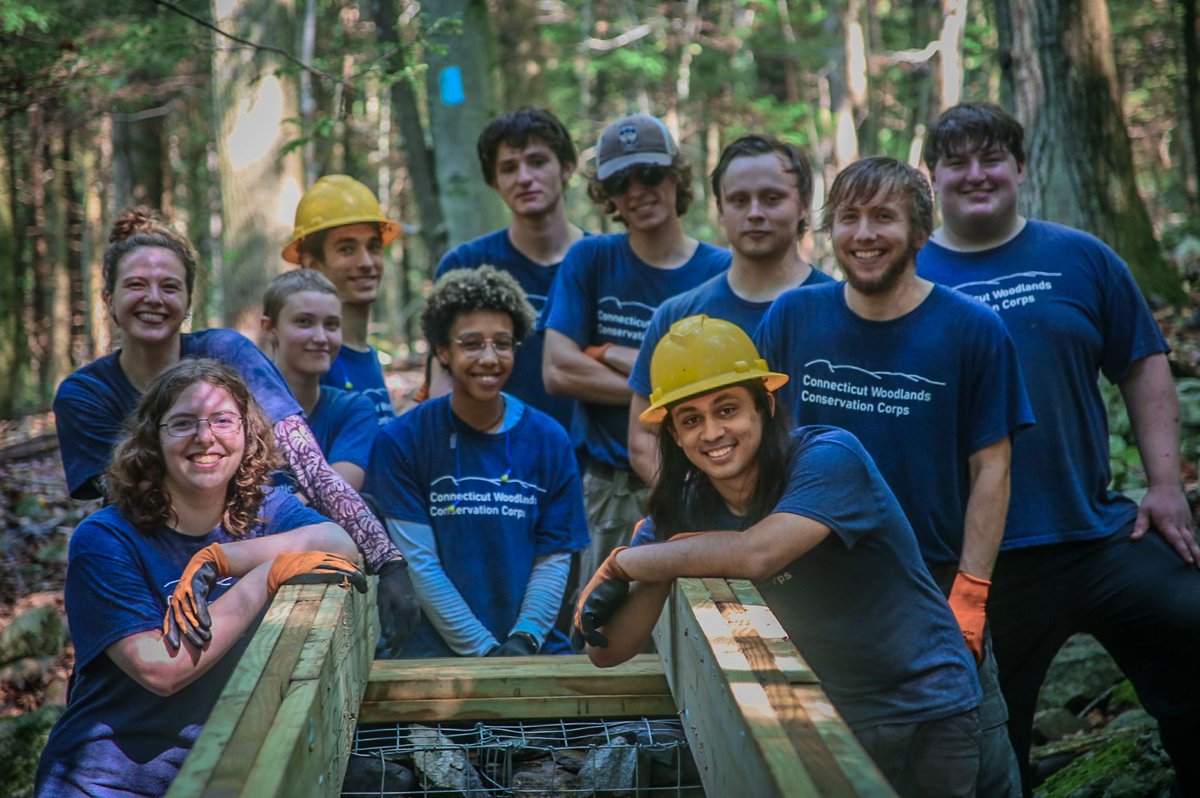 CTwoodlands's tweet photo. The Fishercats &amp; Rock Barbarian teams ended the summer strong, constructing a new bridge on the Miller Trail in Kettletown State Park. Thanks to our partners @FirstLightPower and Oxford YCC for pitching in - it took many hands! 
#CWCC #CThiking #blueblazedhikingtrails #trailcrew https://t.co/AQqZZ5lfcV