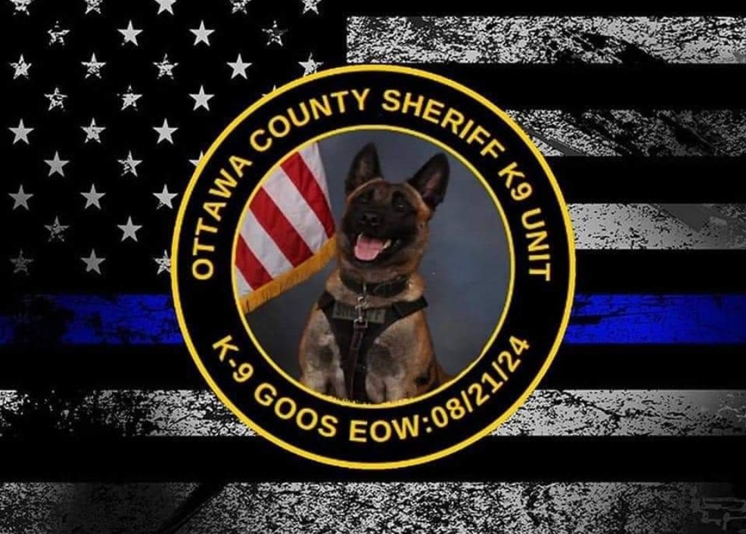 Thank you for your service Goos.
#BluePawsMatter 🐾
<a href="/OttawaSheriffMI/">Ottawa County Sheriff's Office - Michigan</a> #EOW