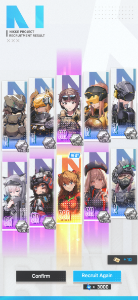JamesDigi's tweet photo. 6 pulls in for first copy, not too bad. We'll see how the event goes. #NIKKExEVA #Nikke https://t.co/FM4VHNU4Qy