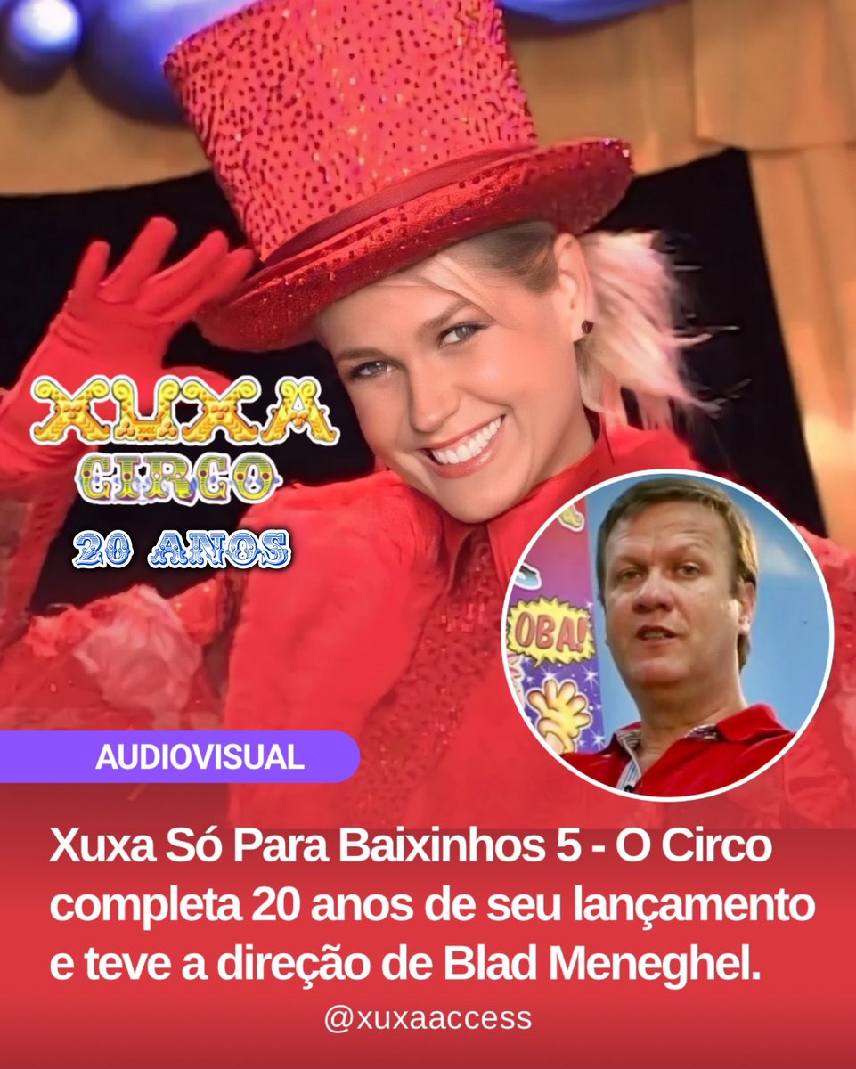 xuxaaccess's tweet photo. Na última sexta-feira comemoramos os 20 anos de lançamento do Xuxa Só para Baixinhos 5, mas conhecido como Xuxa Circo. Lançado em 16 de agosto de 2004 pela Som Livre. Com a produção do talentoso Ary Sperling e os clipes dirigidos pelo incrível Blad Meneghel. #Xuxa #XSPB https://t.co/0TJ5fsHvLJ
