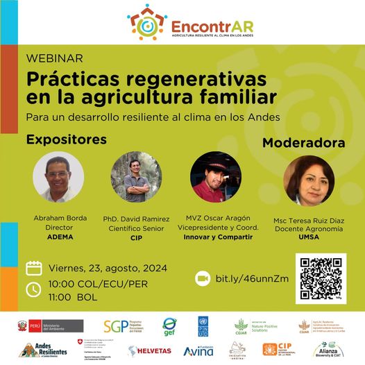 DARC_PERU's tweet photo. Este 23 de Agosto 📆, estaré compartiendo algunas de las experiencias del @Cipotato en una charla titulada "Agricultura regenerativa y su implementación en la agricultura familiar de los Andes".
🙌Te esperamos !
#Agriculturafamiliar #CambioClimático #agriculturaregenerativa https://t.co/Yn3P3yopPE
