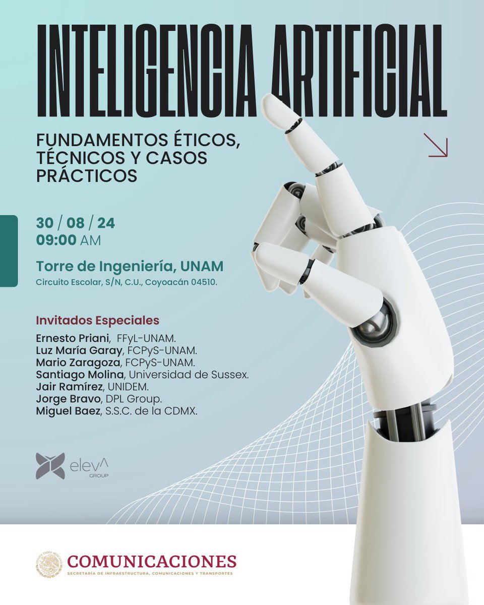 Revelando a nuestros invitados especiales para el evento en materia de I.A. 

¡Va a estar muy interesante!

Recuerden que sí están interesados, pueden escribirme o responder este post. 

¡Nos vemos el 30 de agosto a las 9am!