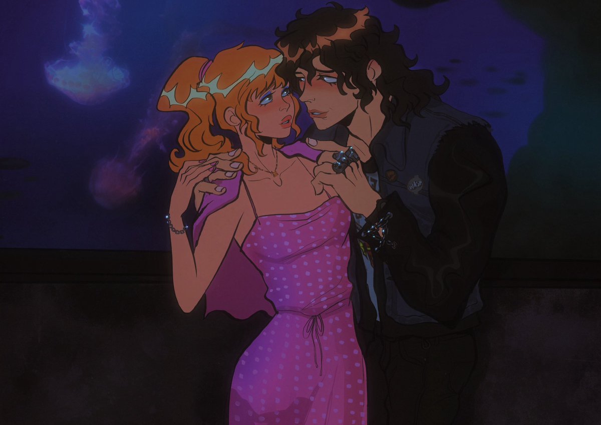 Teiknu's tweet image. Commission for @Starry_Shells ✨aquarium date🐠🐟