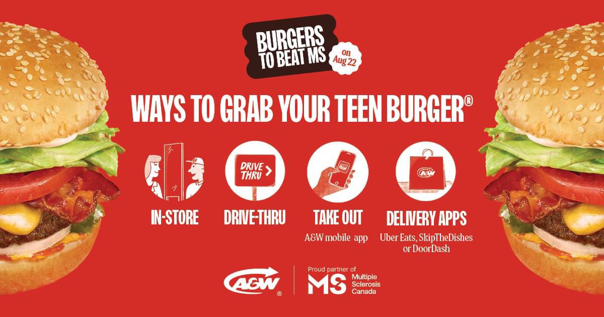JoAnnDecker6's tweet photo. Get your teen burger tomorrow, August 22. Burgers to beat MS🧡 https://t.co/6KY9DKwV9z