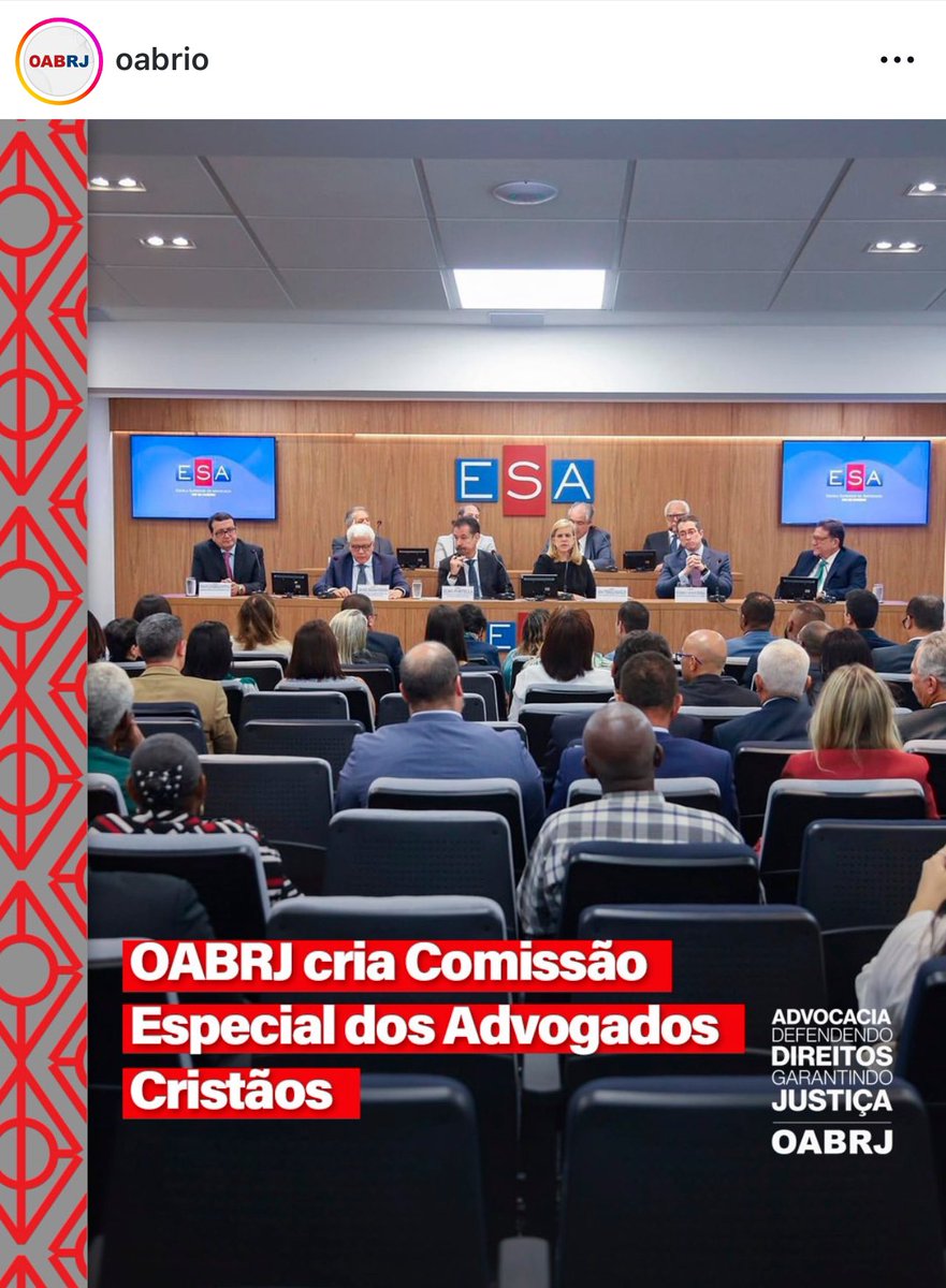 rodrigomondego's tweet photo. A OAB/RJ resolveu criar uma “Comissão Especial dos Advogados Cristãos”.

Quando dissemos na nossa saída da Comissão de Direitos Humanos que a OAB/RJ tinha sido tomada pela extrema-direita, era disso que falávamos.

Bolsonarismo, fundamentalismo e milícia caminham lado a lado. https://t.co/wr6sLSXqNZ