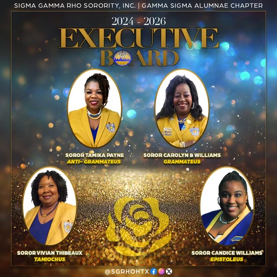 sgrhohtx's tweet photo. IntRHOducing The 2024-2026 Gamma Sigma Executive Board! These ladies are the driving force behind the vision and leadership of our chapter. Follow them as they strive to make the community Greater! https://t.co/GhzYQygPoi