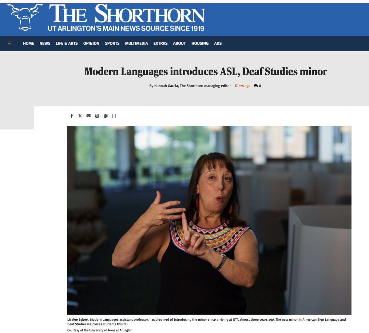 The Modern Languages Department is proud to announce a new minor in American Sign Language and Deaf Studies. The new minor focuses on ASL language skills and explores classes in Deaf culture and ASL theory and linguistics.
