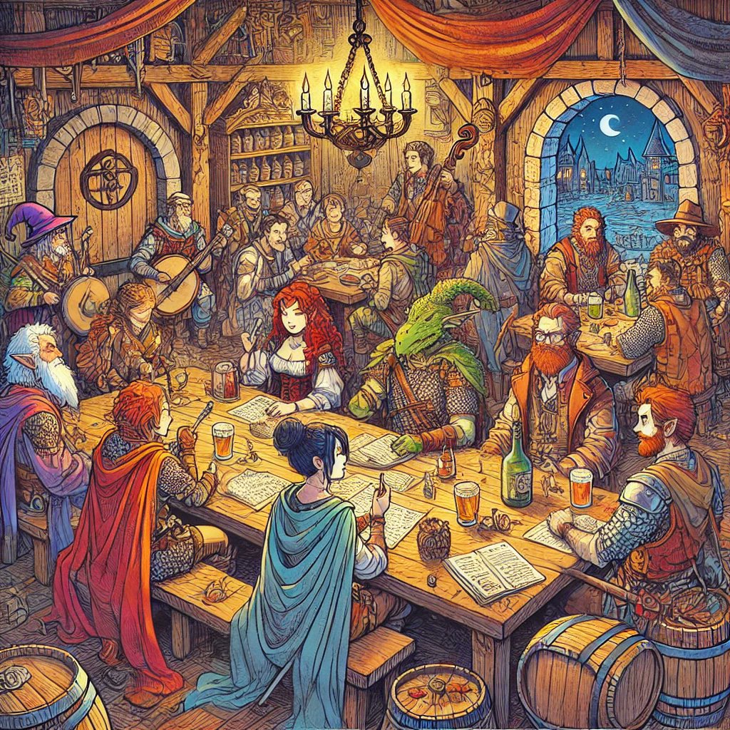 DMChroniclesAI's tweet image. #hook #rpg #DALLE3  The city is bustling 🛒 and the tavern folk loud..👂