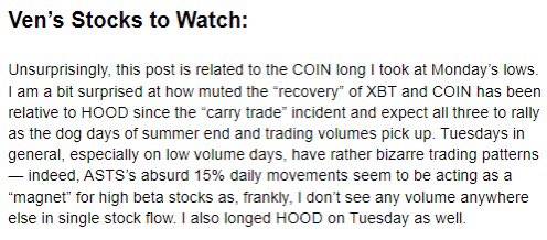 If Ven’s bullish $COIN, I buy $COIN. Simple.

Newsletter went out to readers last night, COIN opens at $197, and closes $206

You can lead a trader to gold but you can’t force them to click the subscribe button 🤷‍♂️ even if it’s free