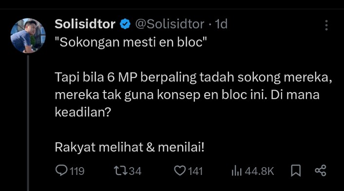 naaim's tweet photo. @SuaraRakyat_SR Lawyer dia pon da cakap, sokongan mesti en bloc https://t.co/zgZjCQduLc