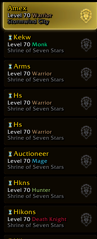 hikons's tweet photo. Timerunners on four more (almost full) accounts to log in! π #Warcraft #MoPRemix https://t.co/BAWVPqxQb0