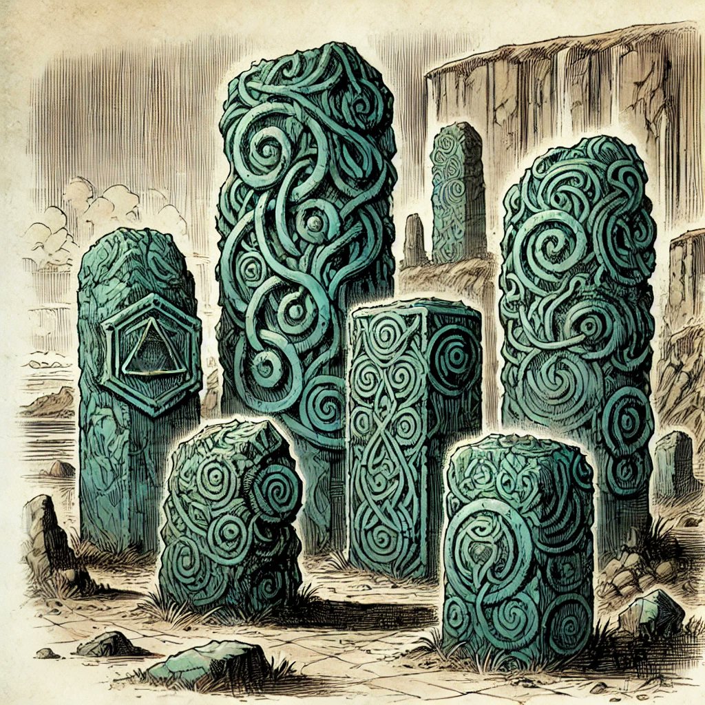 DMChroniclesAI's tweet image. Green Monolith Study, have we not seen some of these stones on our adventures? #hooks #RPG #DALLE3