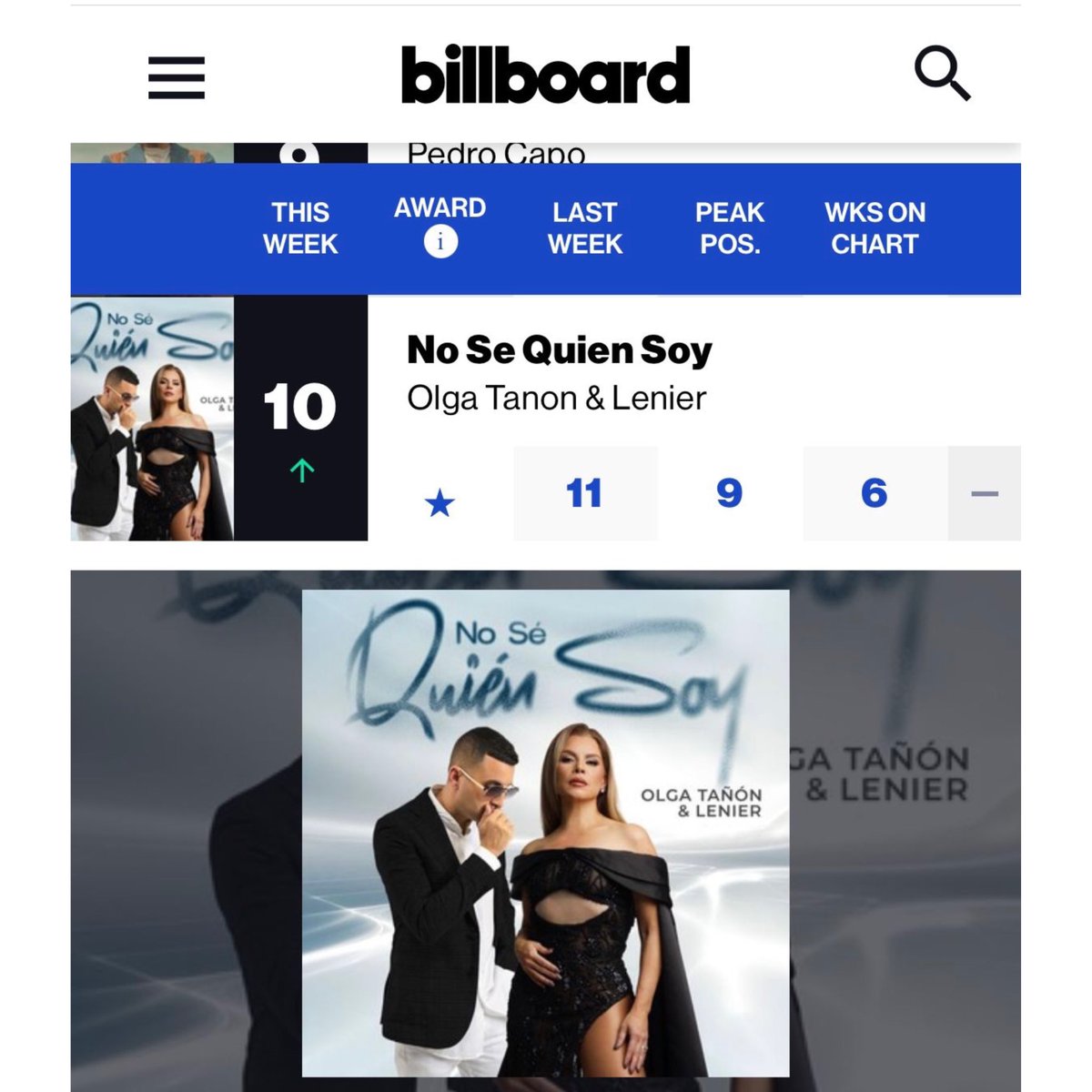 OLGATANON1313's tweet photo. Muy feliz de compartirles que #NoSeQuienSoy continúa en el TOP 10 de @billboard en Latin Pop Airplay Chart!! ❤️🤩 Muchas gracias a todos, sigamos disfrutándola en mi álbum #AsiYoSoy 

Además, que también estuvimos con el tema #SeVale en el TOP 20 de @billboard en Tropical AirPlay Chart!!! Aquí lo que hay es música pa’ rato 💃🎉 

Por eso, estrenamos #Lluvia este viernes 23 de agosto!!! 
➡️ Presave: https://t.co/8T5KiLixwZ

🎶 “No Sé Quién Soy” (Olga Tañón & @lenieroficial): https://t.co/PmWxNV9NU0

🎶 “Se Vale” (@limite21 & Olga Tañón): https://t.co/v37DYkCPJk
